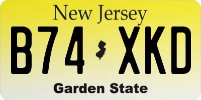 NJ license plate B74XKD