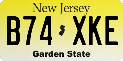 NJ license plate B74XKE