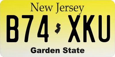NJ license plate B74XKU