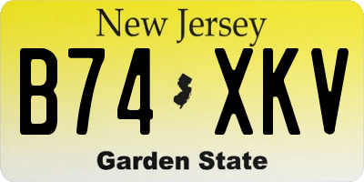 NJ license plate B74XKV