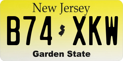 NJ license plate B74XKW