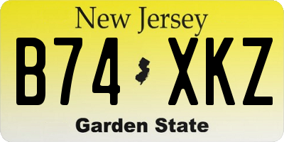NJ license plate B74XKZ