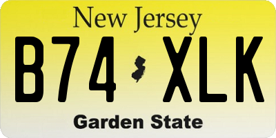 NJ license plate B74XLK
