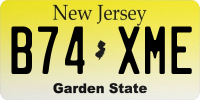 NJ license plate B74XME