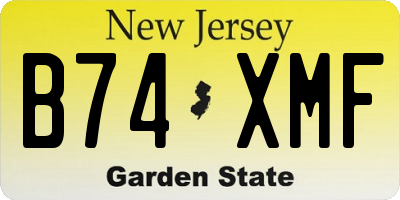 NJ license plate B74XMF
