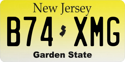 NJ license plate B74XMG