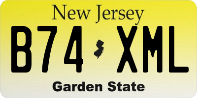 NJ license plate B74XML