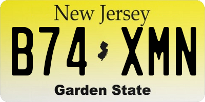 NJ license plate B74XMN