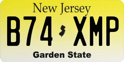 NJ license plate B74XMP