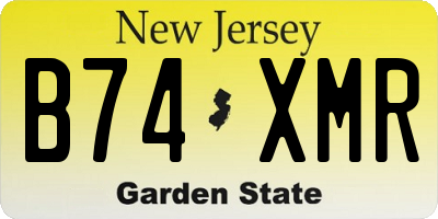 NJ license plate B74XMR