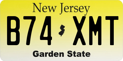 NJ license plate B74XMT