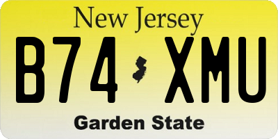NJ license plate B74XMU