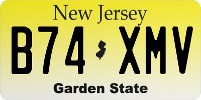 NJ license plate B74XMV