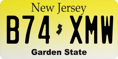 NJ license plate B74XMW