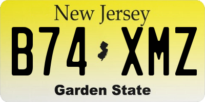 NJ license plate B74XMZ