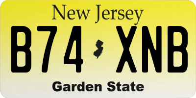 NJ license plate B74XNB