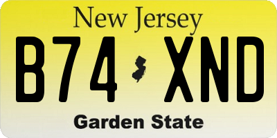 NJ license plate B74XND