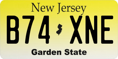 NJ license plate B74XNE