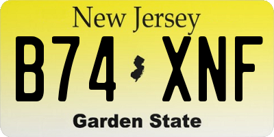 NJ license plate B74XNF