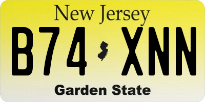 NJ license plate B74XNN