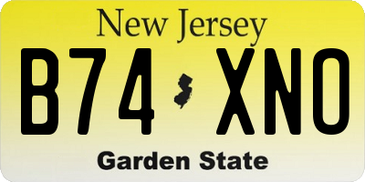 NJ license plate B74XNO