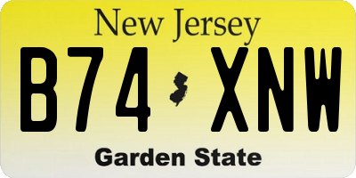 NJ license plate B74XNW