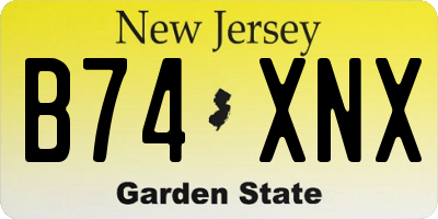NJ license plate B74XNX