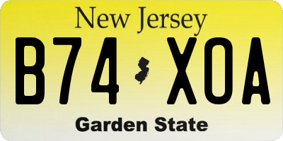 NJ license plate B74XOA