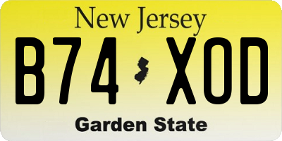 NJ license plate B74XOD