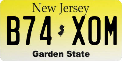 NJ license plate B74XOM