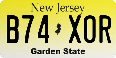NJ license plate B74XOR