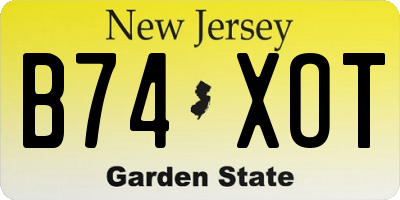 NJ license plate B74XOT