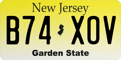 NJ license plate B74XOV