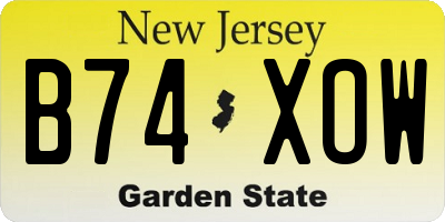 NJ license plate B74XOW