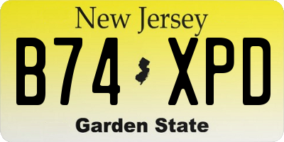 NJ license plate B74XPD