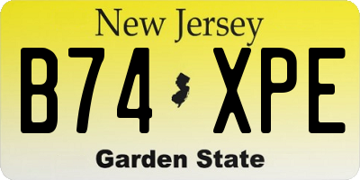 NJ license plate B74XPE