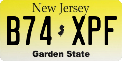 NJ license plate B74XPF