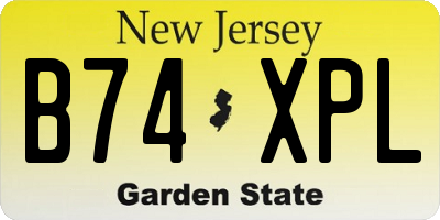 NJ license plate B74XPL