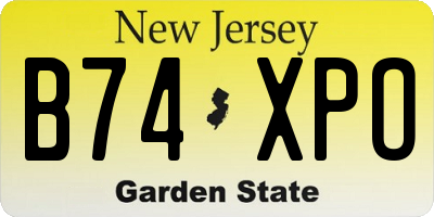 NJ license plate B74XPO
