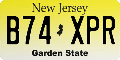 NJ license plate B74XPR