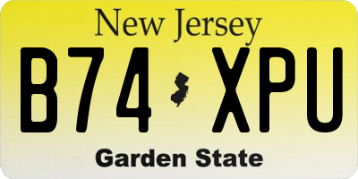 NJ license plate B74XPU
