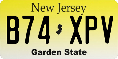 NJ license plate B74XPV