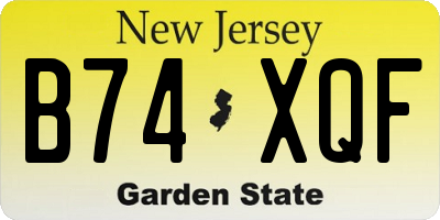 NJ license plate B74XQF