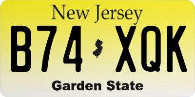 NJ license plate B74XQK