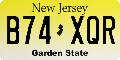 NJ license plate B74XQR
