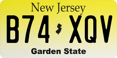 NJ license plate B74XQV