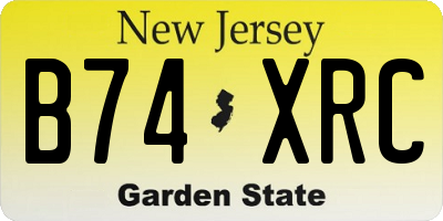 NJ license plate B74XRC