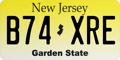 NJ license plate B74XRE