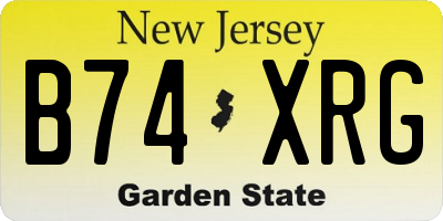 NJ license plate B74XRG
