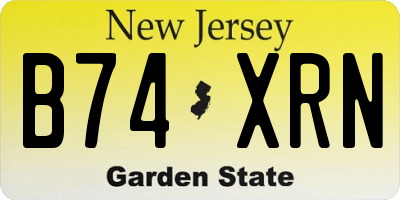 NJ license plate B74XRN